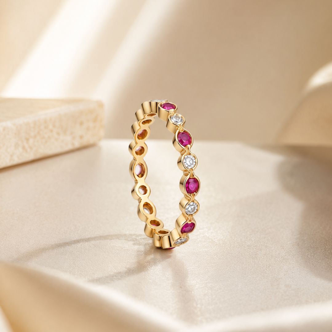 Ruby & Diamond  Eternity Band