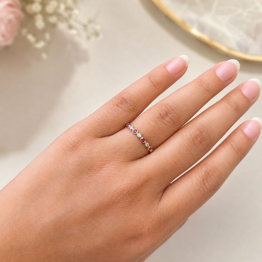 Ruby & Diamond  Eternity Band