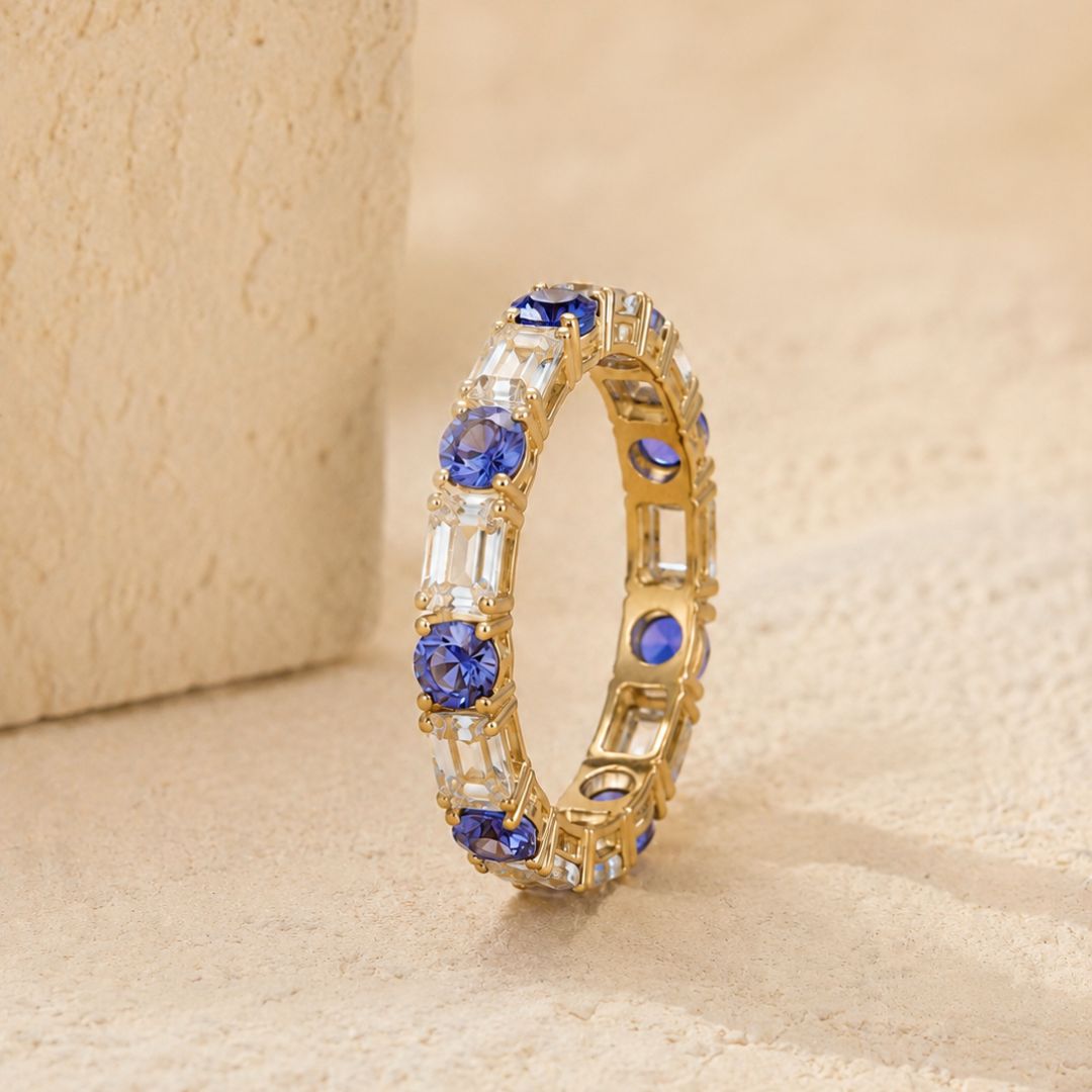 Tanzanite & Lab Grown Diamond Eternity Band