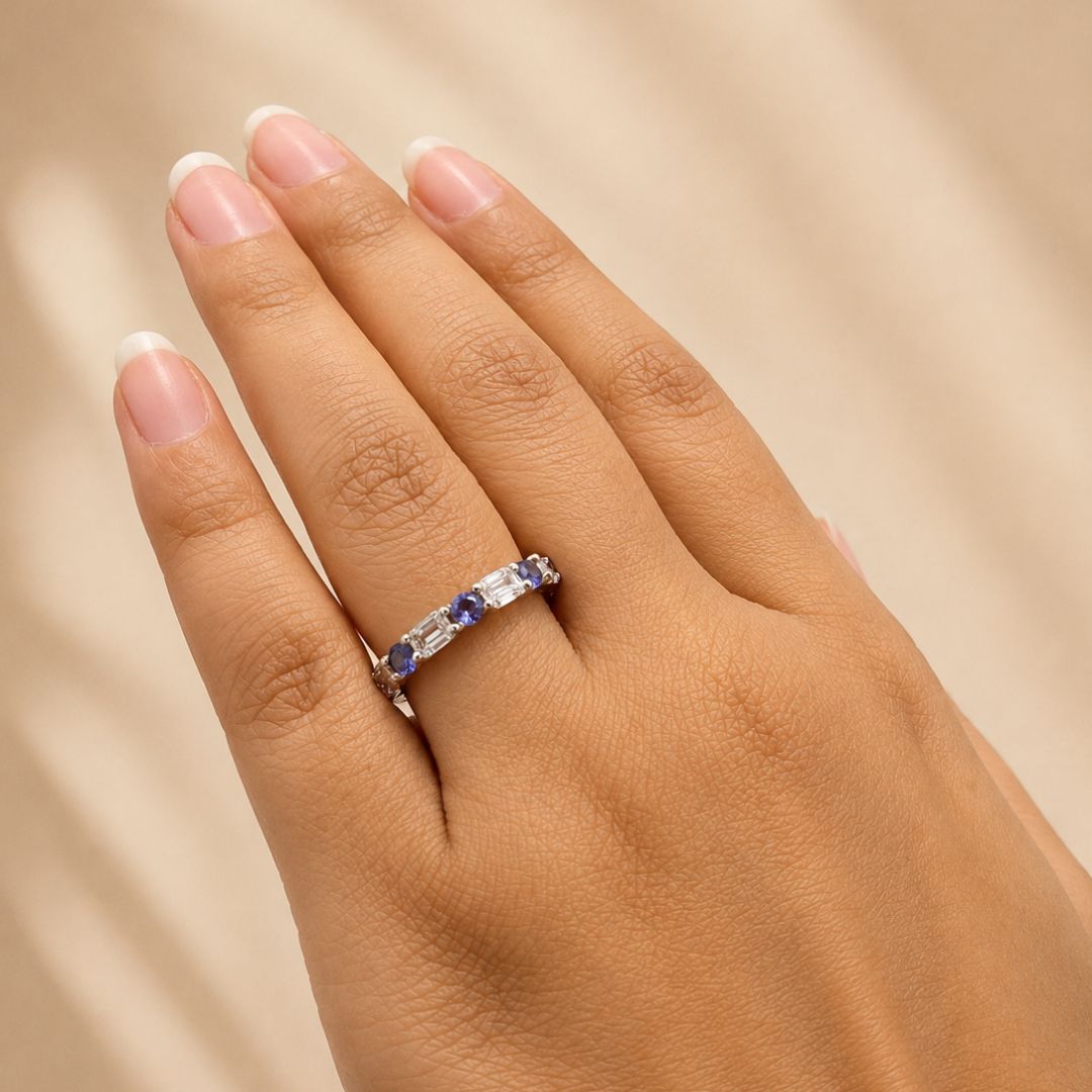 Tanzanite & Lab Grown Diamond Eternity Band