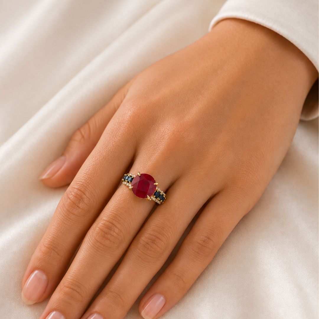 Royal Flush Ruby Ring