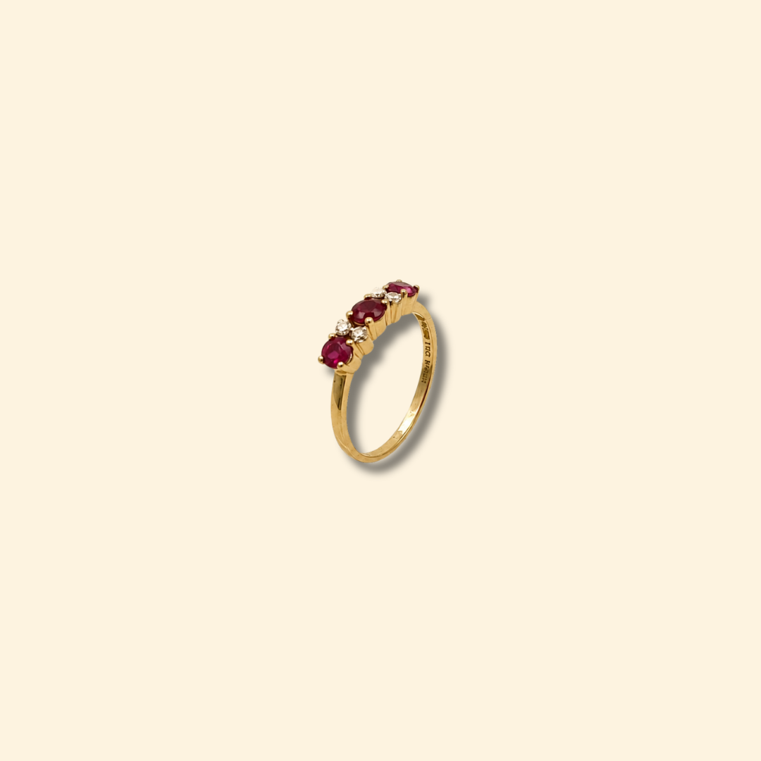 Burma Ruby & Diamond Trio Ring