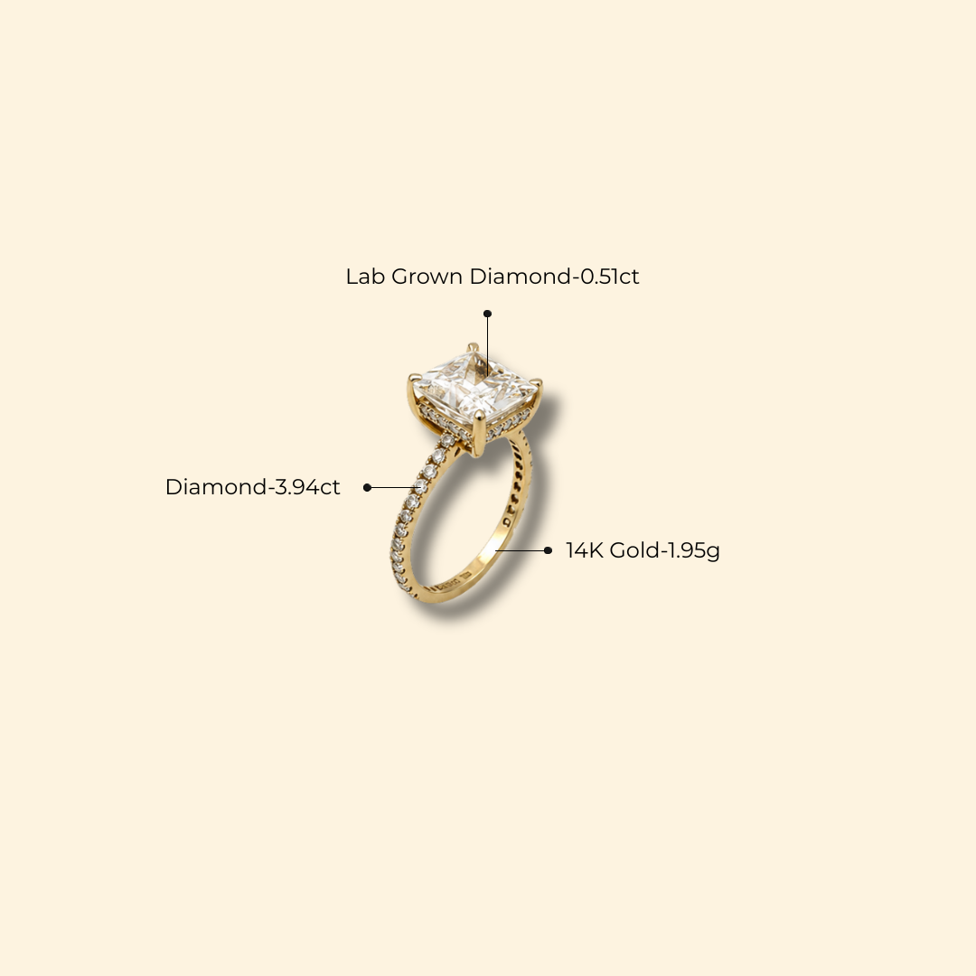 Princess Cut LGD Solitaire Diamond Ring