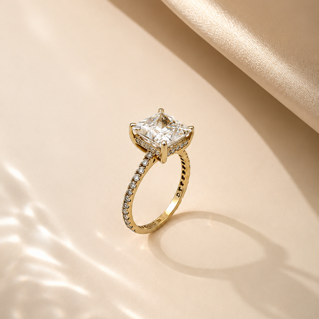 Princess Cut LGD Solitaire Diamond Ring