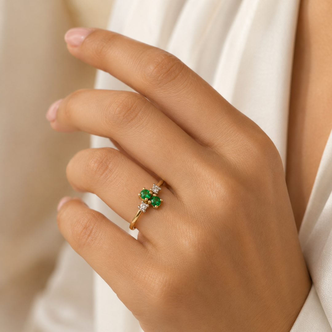 Emerald Duo Diamond Ring