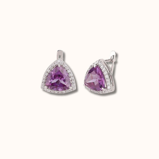 Trillion Halo Alexandrite Earrings