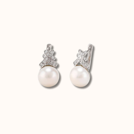 Criss Cross Pearl Earrings