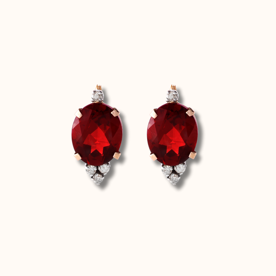 Vintage Oval Garnet Earrings