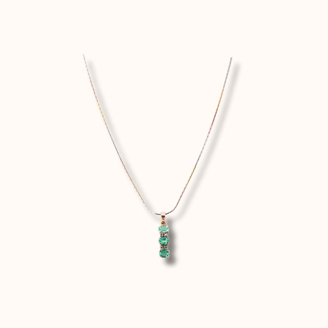 Trio Gemstone Pendant in Emerald