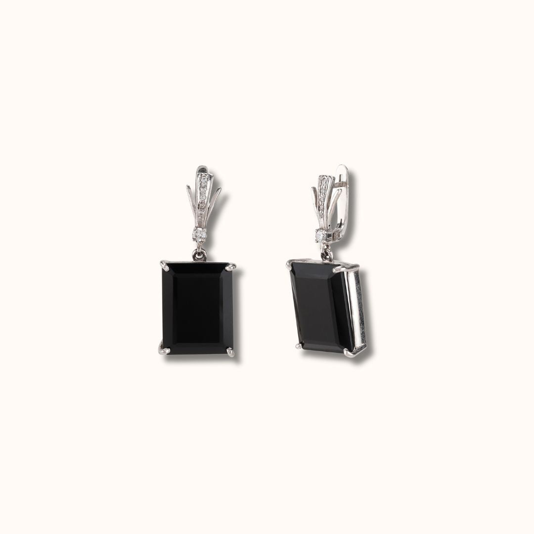 Boxy Black Onyx Ring & Earring Set