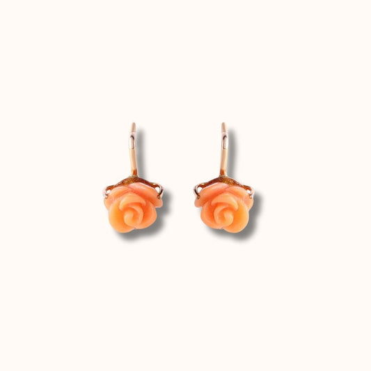 Coral Rose Earrings