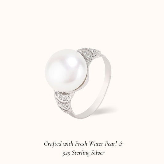 Three Leaf Pearl Ring