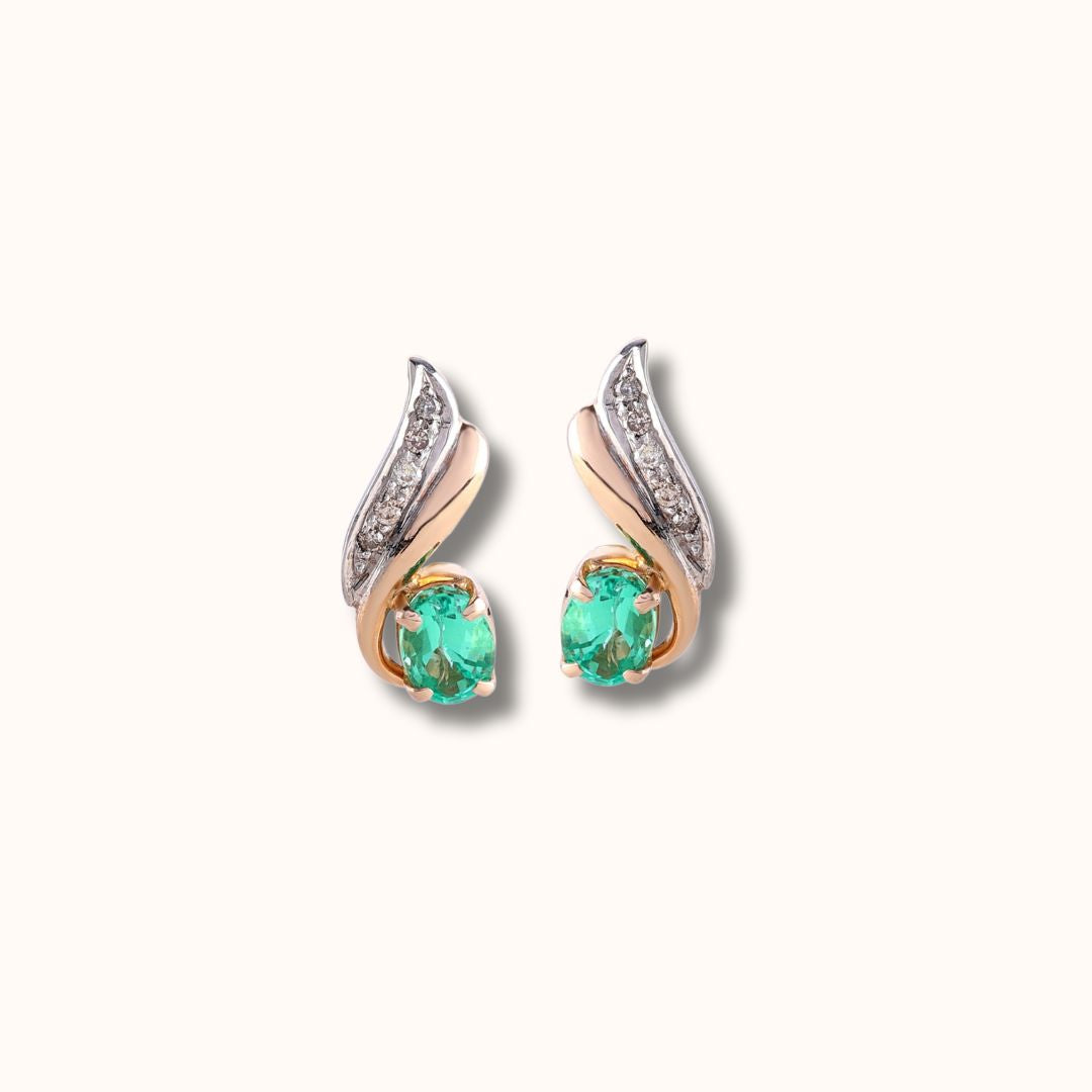 Diamond Encrusted Swan Emerald Earrings