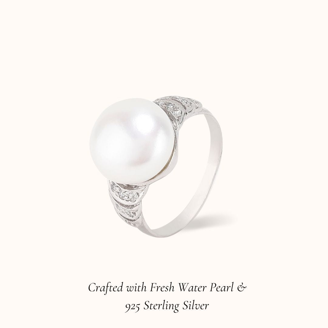 Three Leaf Pearl Ring & Earring Set