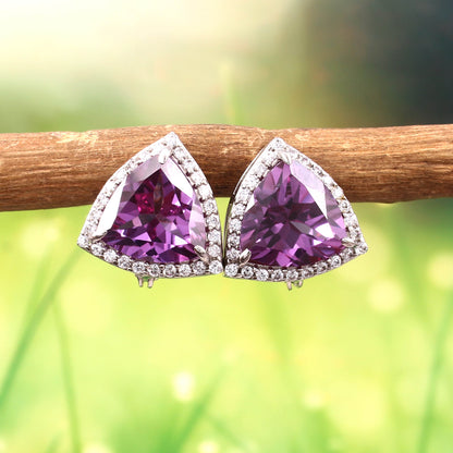 Trillion Halo Alexandrite Earrings